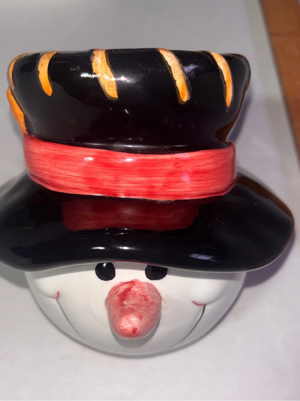 Vintage Giftco Ceramic Snowman Cookie Jar Holiday Decor Excellent Condition